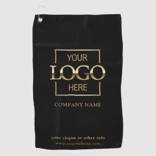 Modern Custom Company Business Logo Black Branded  Golf Towel