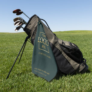Modern Custom Company Business Logo Green Branded Golf Towel