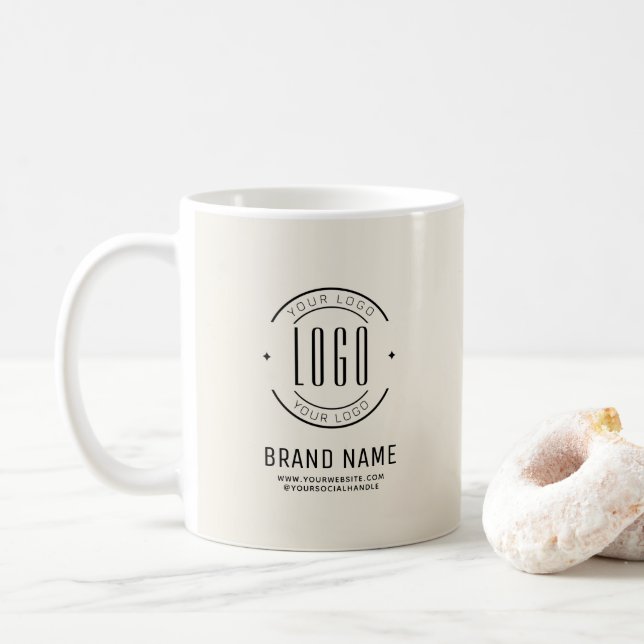 Modern custom company logo business branded  coffee mug (With Donut)