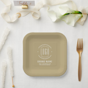Modern custom company logo business branded paper plate
