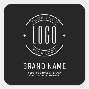 Modern custom company logo business branded square sticker