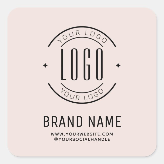 Modern custom company logo business branded square sticker (Front)