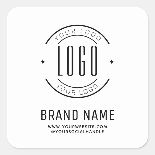 Modern custom company logo business branded square sticker (Front)