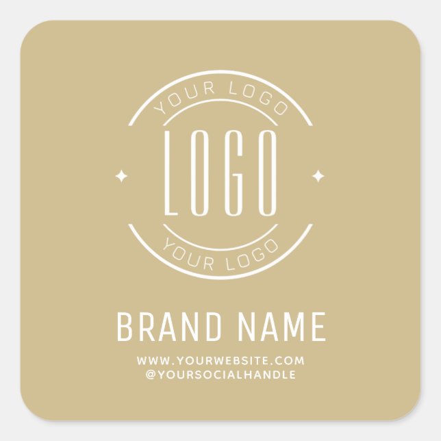 Modern custom company logo business branded square sticker (Front)
