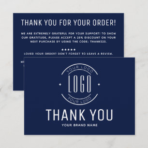 Modern custom company logo business branded thank you card