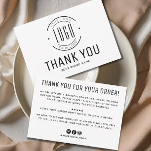 Modern custom company logo business thank you card