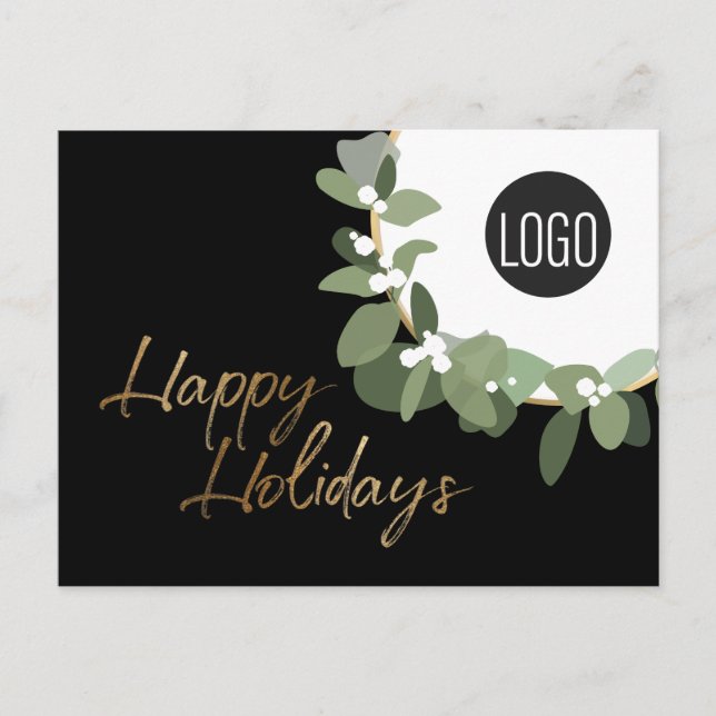 Modern Custom company logo QR code Happy Holidays Holiday Postcard (Front)