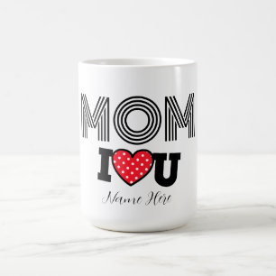 Modern Custom Cute Mom Red Heart Coffee Mug
