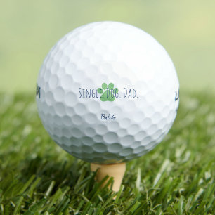Modern Custom Dad Dog Green Paw Golf Balls