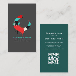 Modern Custom Dark Grey & Teal Abstract Swirl Business Card