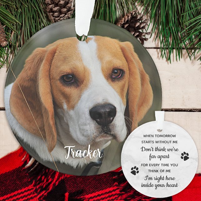 Modern Custom Dog Photo Remembrance Pet Memorial Ornament (Creator Uploaded)