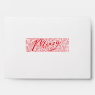 Modern Custom Doodle White Red Merry Christmas Envelope