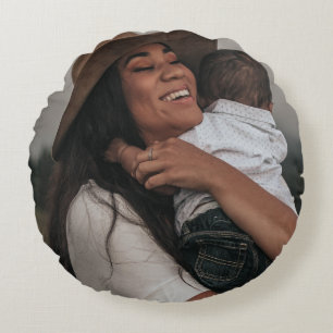 Modern Custom Double Sided Two Full Photo Round Cushion