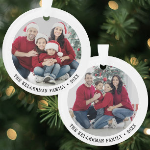 Modern Custom Double Sided Two Photo Ornament