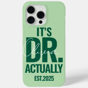Modern Custom Dr. Name Date Dark Green iPhone 15 Pro Max Case