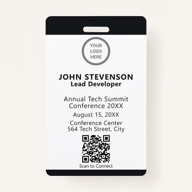 Modern Custom Event Logo Employee Identification ID Badge (Front)