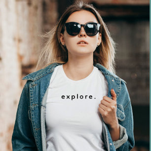 Modern Custom Explore Text Black T-Shirt