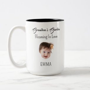 Modern Custom Face Birth Grandma's Garden Dad Mum Two-Tone Coffee Mug