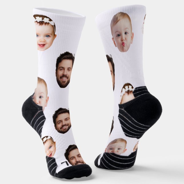 Modern Custom Face Photo Gift for Mom Dad Socks (Angled)