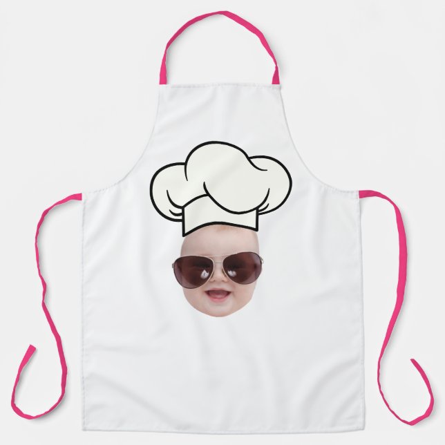 Modern Custom Face Photo Personalised Gift Apron (Front)