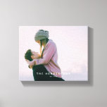 Modern Custom Family Photo Canvas Print<br><div class="desc">This modern canvas print features a custom family name in chic text and a detail of the year your family was established. Your favourite family photo fills the background. Makes for excellent gifts for this newlywed couple and family holidays.</div>