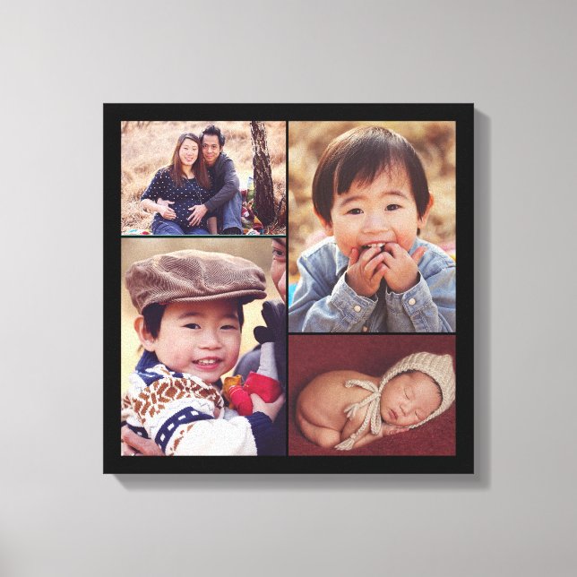 Modern Custom Family Photo Collage Canvas Print (Front)