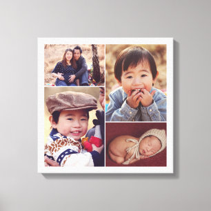 Modern Custom Family Photo Collage Canvas Print