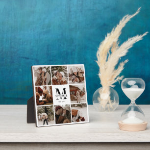 Modern Custom Family Photo Collage Monogram Gift Plaque