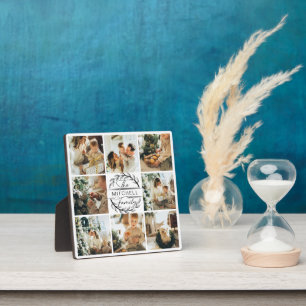 Modern Custom Family Photo Collage   Monogram Gift Plaque