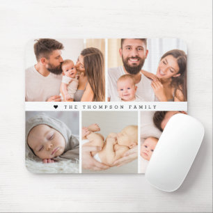 Modern Custom Family Photo Collage Personalised Mouse Mat