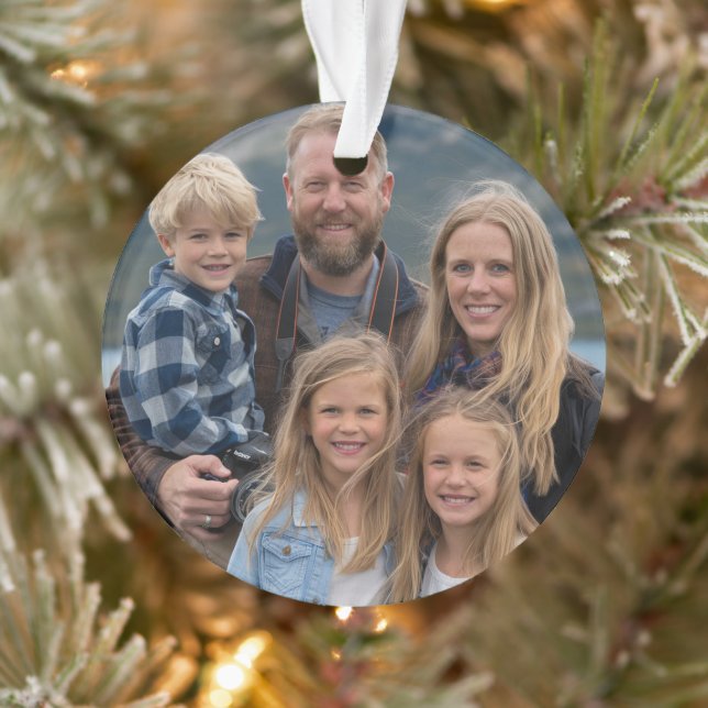 Modern Custom Family Photo Holiday Personalised Ornament (Tree)