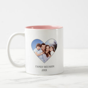 Modern Custom Family Reunion Photo & Heart Two-Tone Coffee Mug