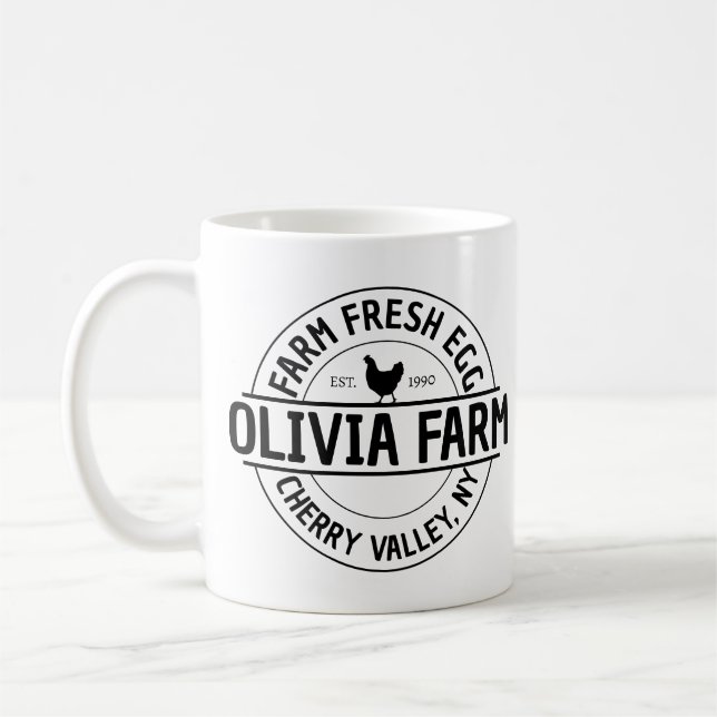 Modern Custom Farm Name Egg Dealer Business Coffee Mug (Left)