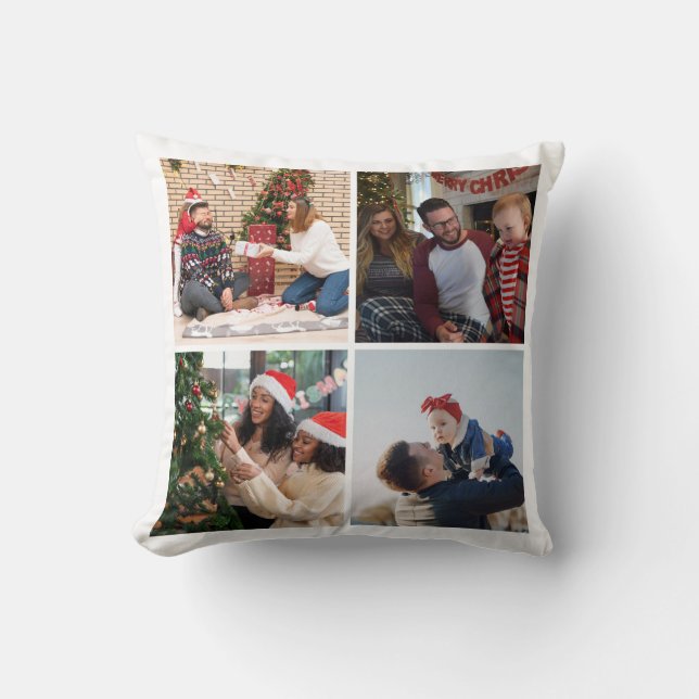  Modern Custom Four Photo Collage   Cushion (Front)
