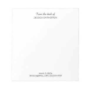 Modern Custom From Desk Name Contact Information Notepad