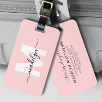 Modern Custom Girly Blush Pink Monogram Name