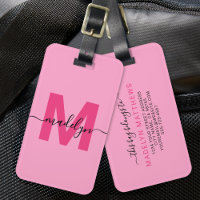 Modern Custom Girly Hot Pink Monogram Name