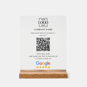 Modern Custom Google Reviews QR Code Business Logo Acrylic Sign