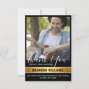 Modern Custom Graduate Photo & Message Thank You Card