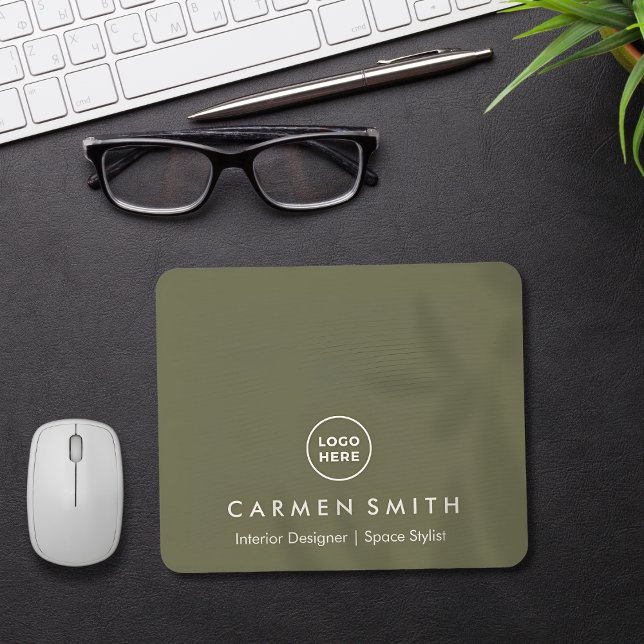 Modern Custom Green Olive with Logo Mouse Mat (Creator Uploaded)
