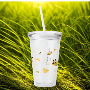Modern Custom Honey Bee Name  Acrylic Tumbler