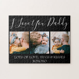 Modern Custom I Love You Daddy   3 Photo Jigsaw Puzzle