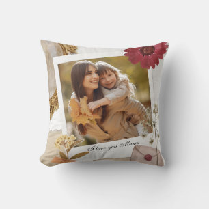 Modern Custom I Love You Mum Photo Cushion