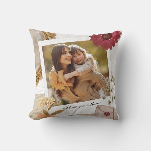 Modern Custom I Love You Mum Photo Cushion (Front)