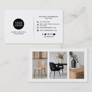 Modern Custom Logo, 3 Product Photos & Socials Business Card