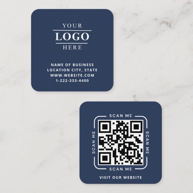 Modern Custom Logo and QR Code Square Business Card (Front/Back)