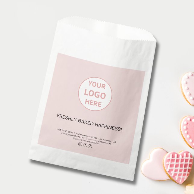 Modern Custom Logo Bakery Pink Paper Bag (Modern Custom Logo Bakery Pink Paper Bag)