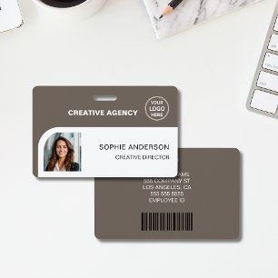 Modern Custom Logo Bar Code Employee Staff Name ID Badge