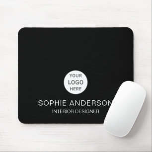 Modern Custom Logo Black Professional Business Mouse Mat