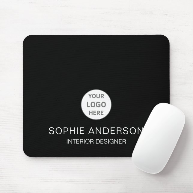 Modern Custom Logo Black Professional Business Mouse Mat (With Mouse)